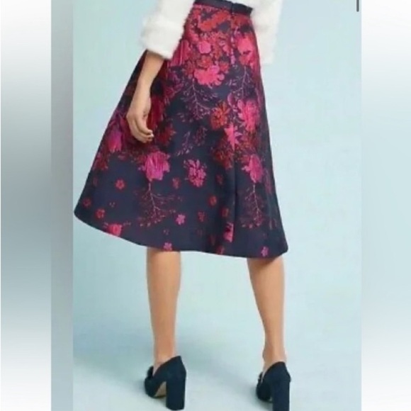 Anthropologie Eva Franco Asymmetrical Floral Jacquard Skirt Sz 2 Brocade Office - Picture 5 of 16